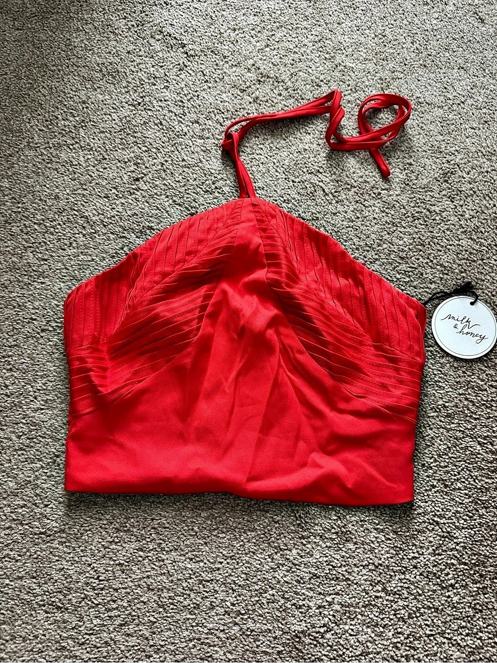Milk & Honey Red Halter Crop Top